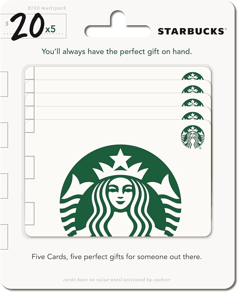 Starbucks $20 Gift Cards (5-Pack) | Amazon (US)