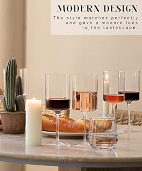 White Wine Glasses Set of 4-16oz Square Wine Glasses Premium Crystal Hand Blown Perfect for Red W... | Amazon (US)