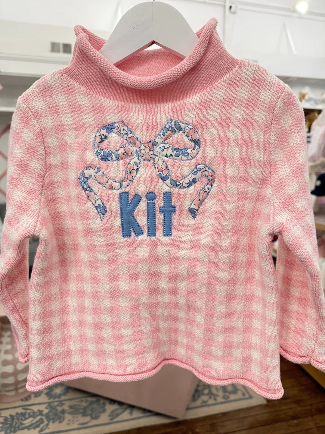 Hampton James Signature Rollneck Sweater - Pink Gingham (Fits TTS) | Hampton James Clothing