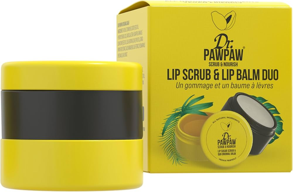 Dr PAWPAW Scrub & Nourish Lip Scrub and Balm Duo with Papaya, Aloe Vera and Olive Oil, 100% Natur... | Amazon (US)