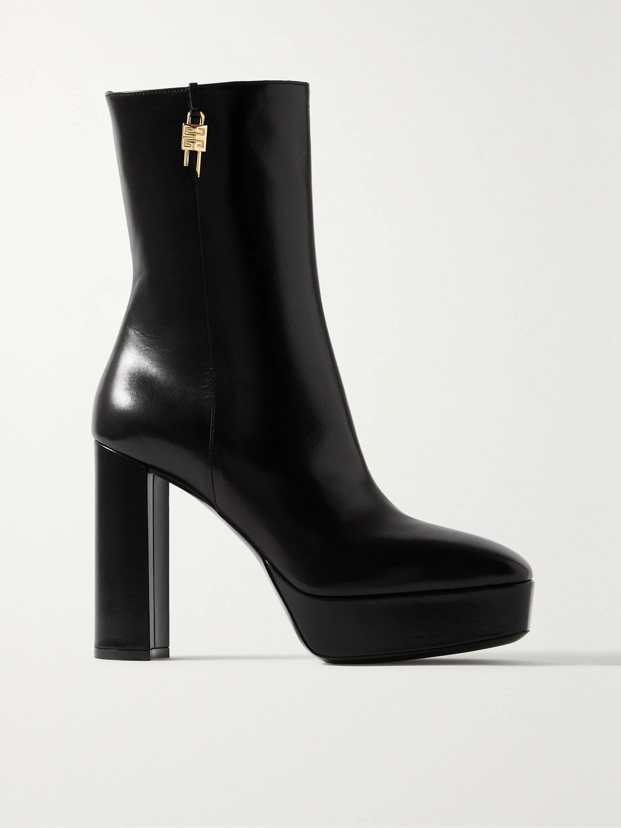 Givenchy - G Lock Platform Glossed-leather Ankle Boots - Black | NET-A-PORTER (US)