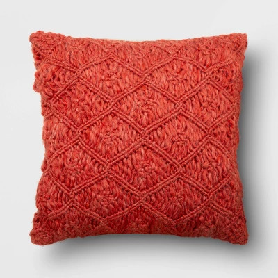 Square Heathered Macrame Throw Pillow  - Opalhouse™ | Target