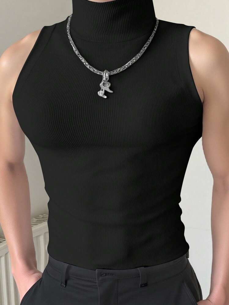 Manfinity Dauomo Men's Solid Color Stand Collar Sleeveless Slim Fit Casual Vest | SHEIN