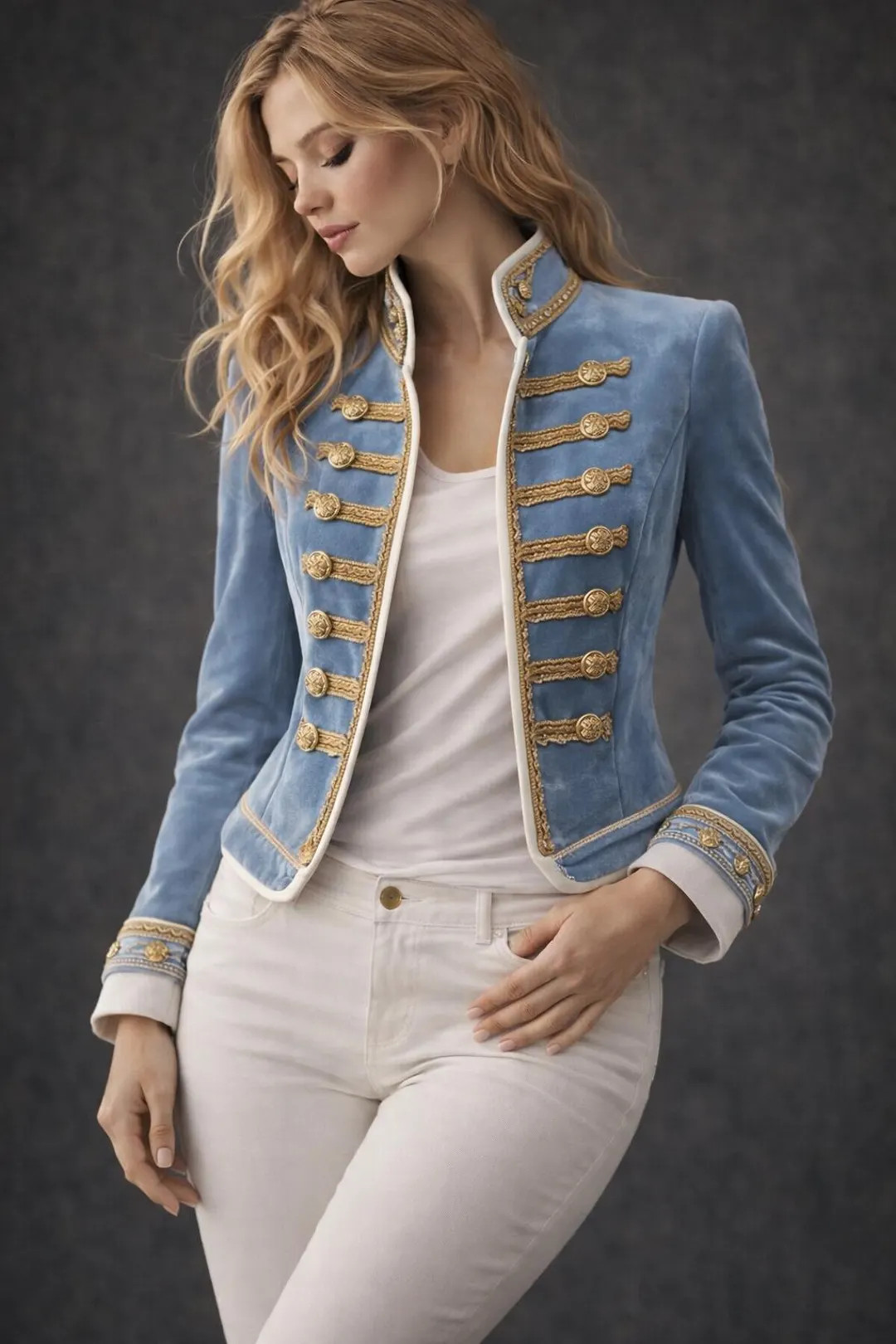 Retro Chic Velvet Military Jacket for Women | Double Breasted Vintage Style Velvet Coat | Elegant... | Etsy (US)