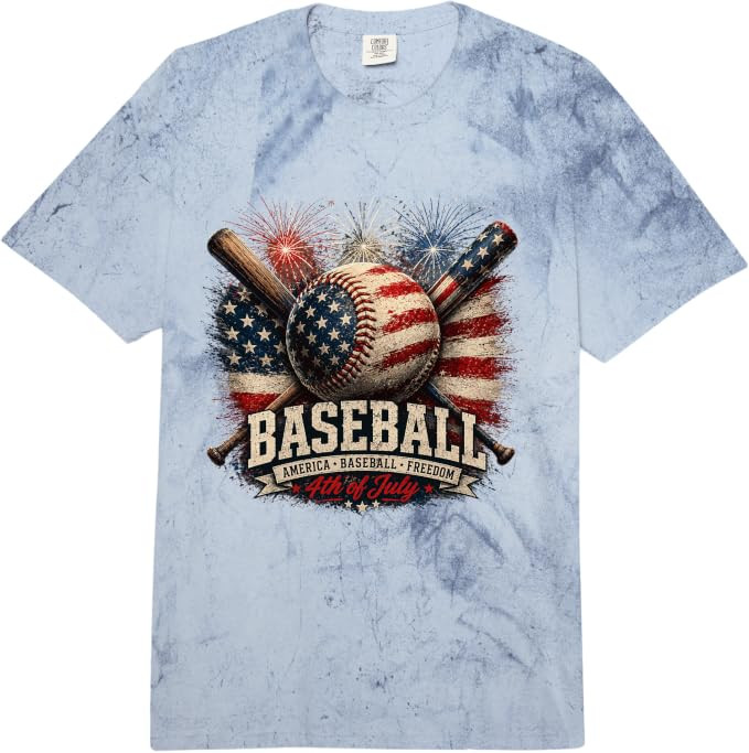 Patriotic Baseball USA Flag Graphic Design Comfort Colors Adult Heavyweight T-Shirt | Amazon (US)