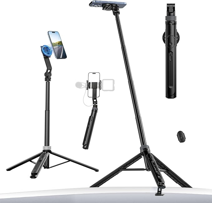 ULANZI TT88 Magnetic Tripod for iPhone 17, 57" Extendable Selfie Stick w Remote, 2-in-1 Phone Cli... | Amazon (US)