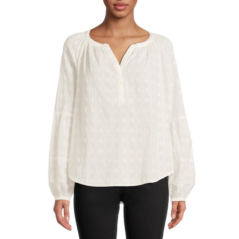 Time and Tru Women's Puff Sleeve Popover Top | Walmart (US)