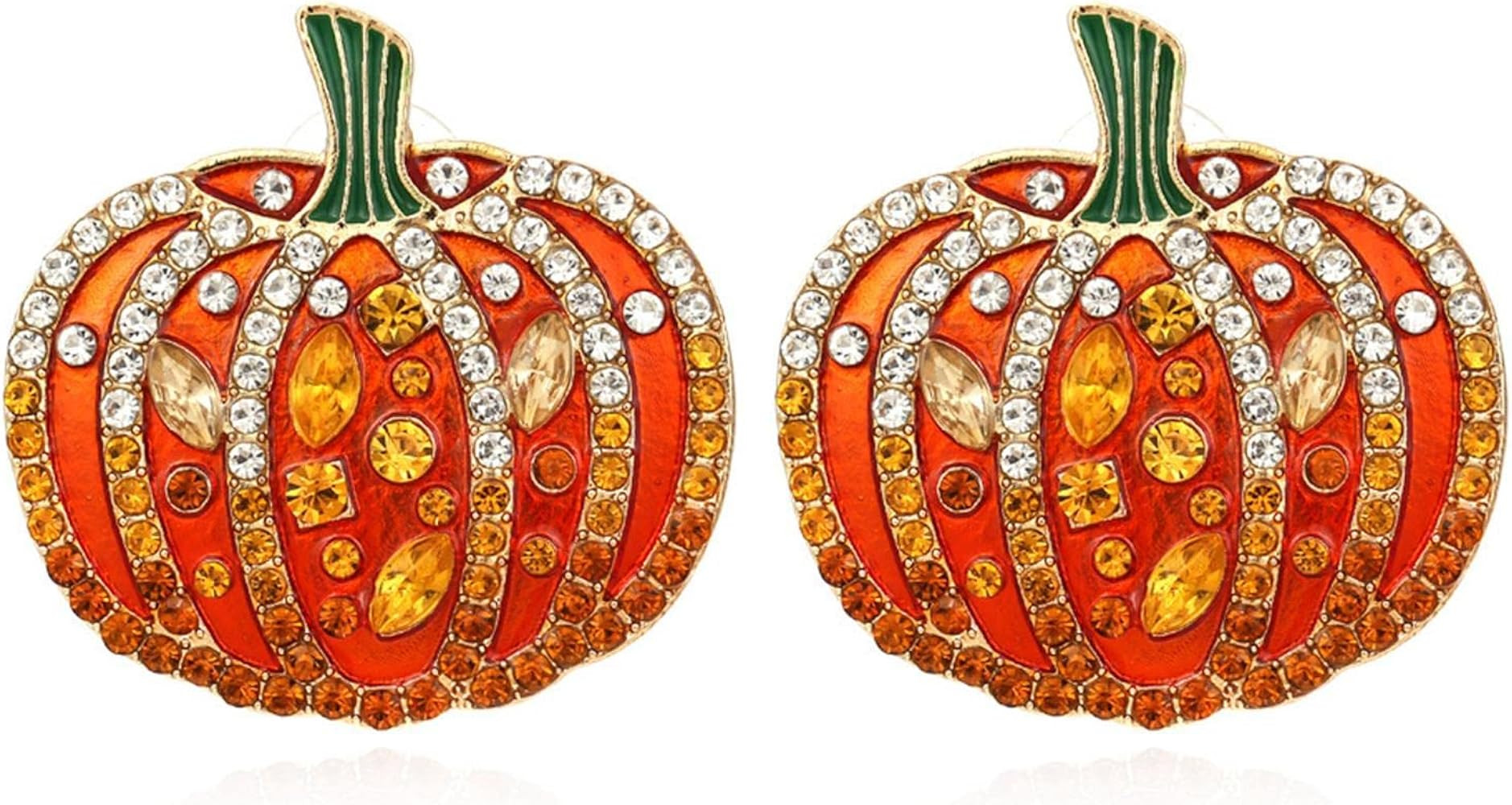 Colorful Halloween Pumpkin Witch Crown Shape Rhinestone Earrings for Women Girls Jewelry | Amazon (US)