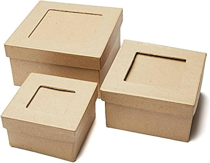 Factory Direct Craft Paper Mache Picture Frame Square Box Set - 3 Assorted Square Papier Mache Ca... | Amazon (US)