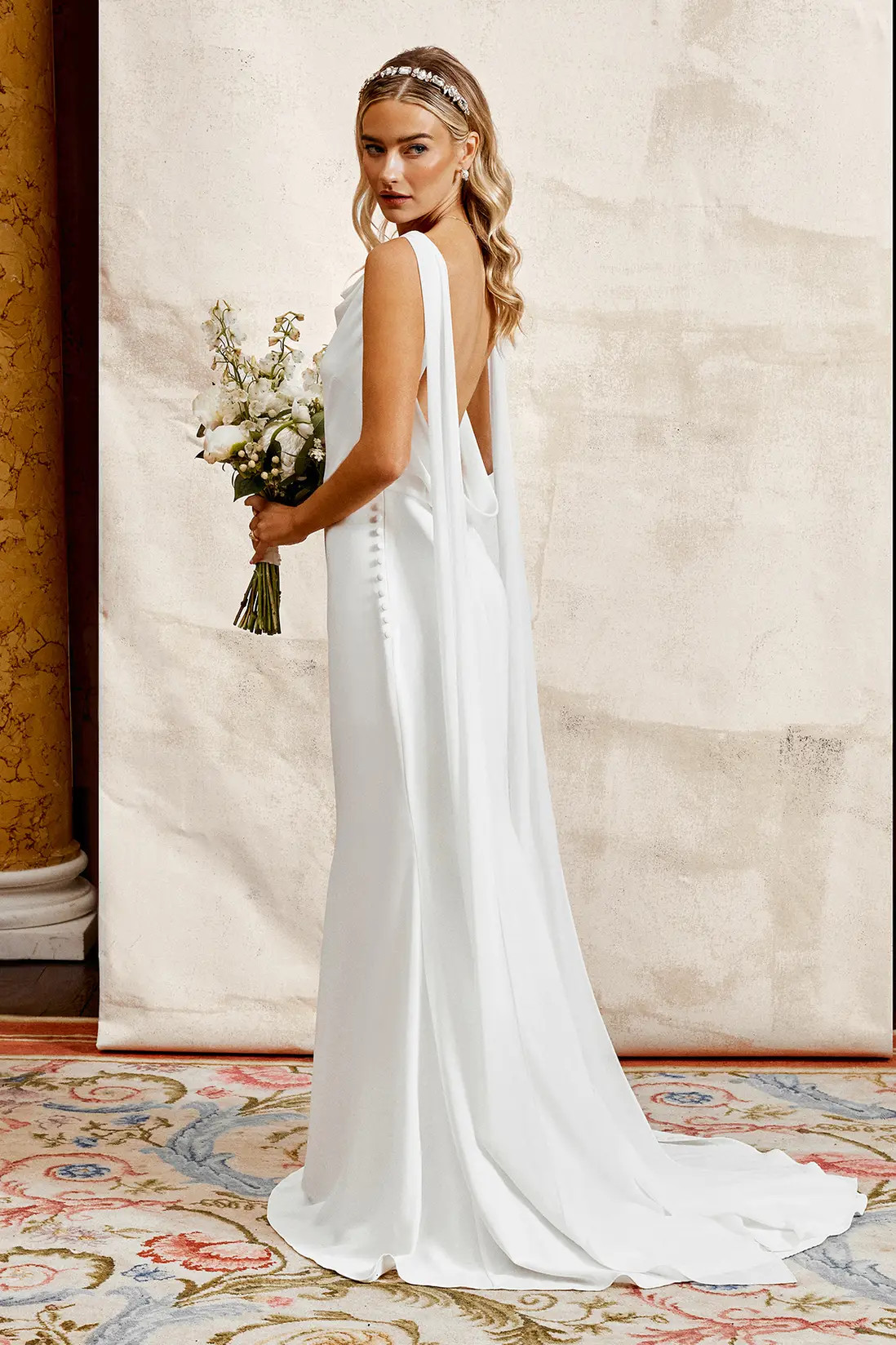 Coast Honoured Chiffon Cowl Back Detail Wedding Dress | Karen Millen