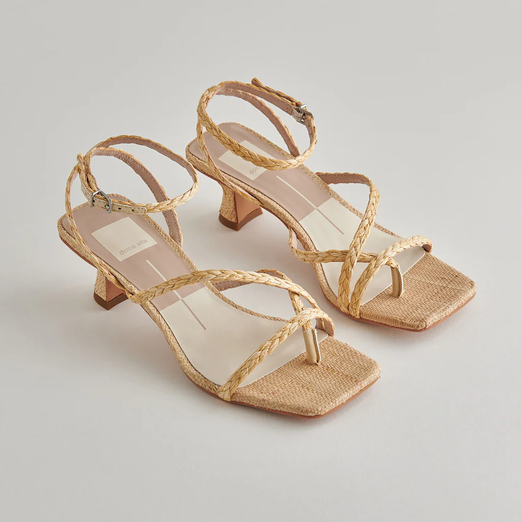 BAYLOR HEELS LT NATURAL RAFFIA | DolceVita.com