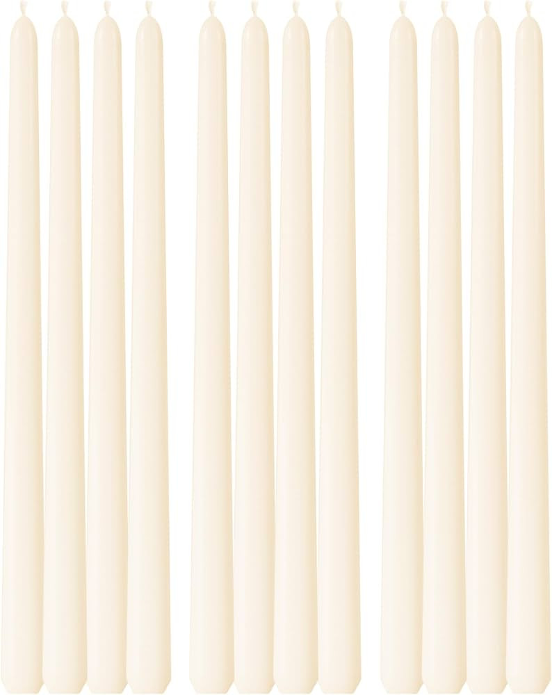 Ivory Taper Candles, 12 Inch Set of 12, Unscented, Dripless, Smokeless, 9 Hours Long Burning, Han... | Amazon (US)