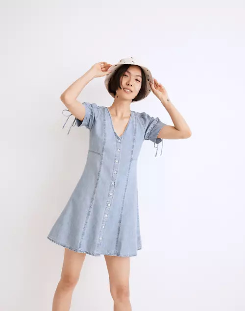 Button-Front Mini Dress: TENCEL™ Denim Edition | Madewell
