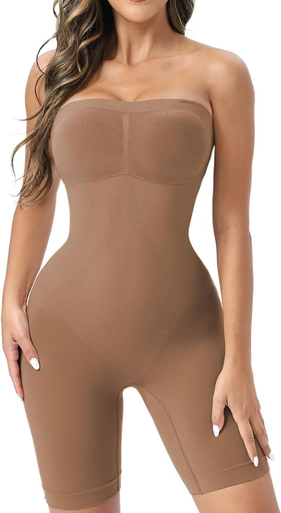 Strapless Shapewear Bodysuit Butt Lifter Mid Thigh Body Shaper for Women Under Dress Tummy Contro... | Amazon (US)