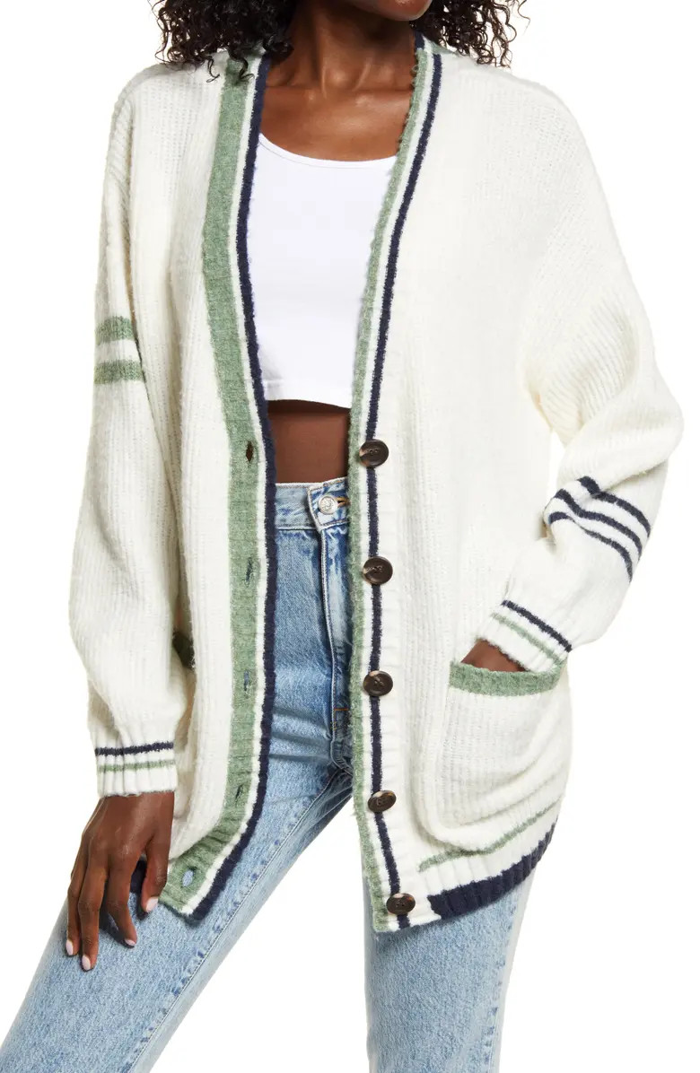 Tipped Varsity Cardigan | Nordstrom