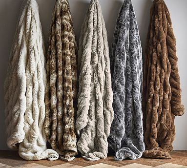 Faux Fur Ruched Throws | Pottery Barn (US)