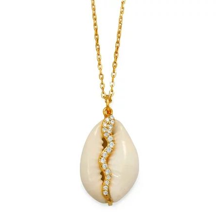 Cowrie Shell Necklace 14k Yellow Gold-plated Sterling Silver with Cubic Zirconia | Walmart (US)