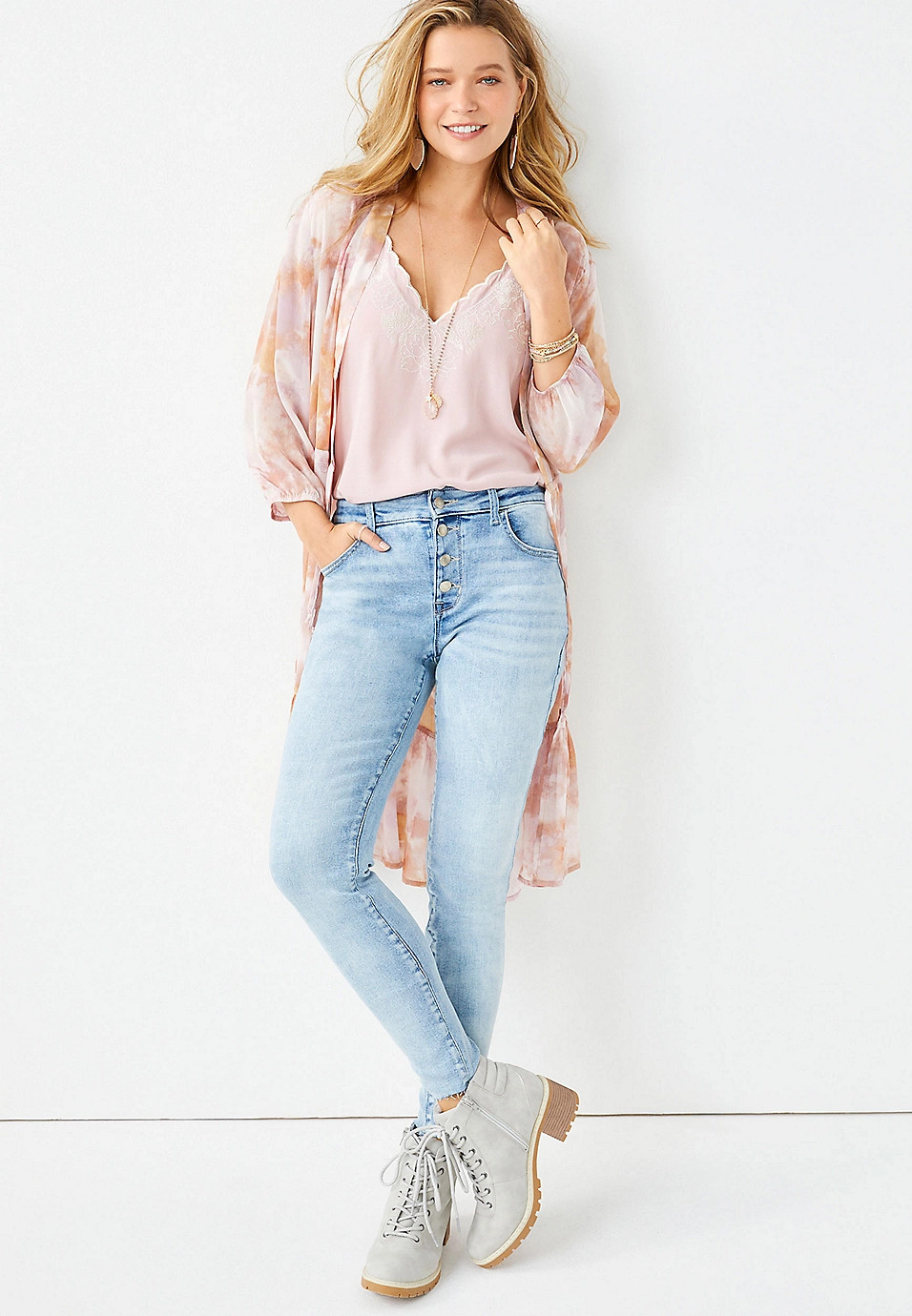 Vintage High Rise Light Button Fly Jegging | Maurices