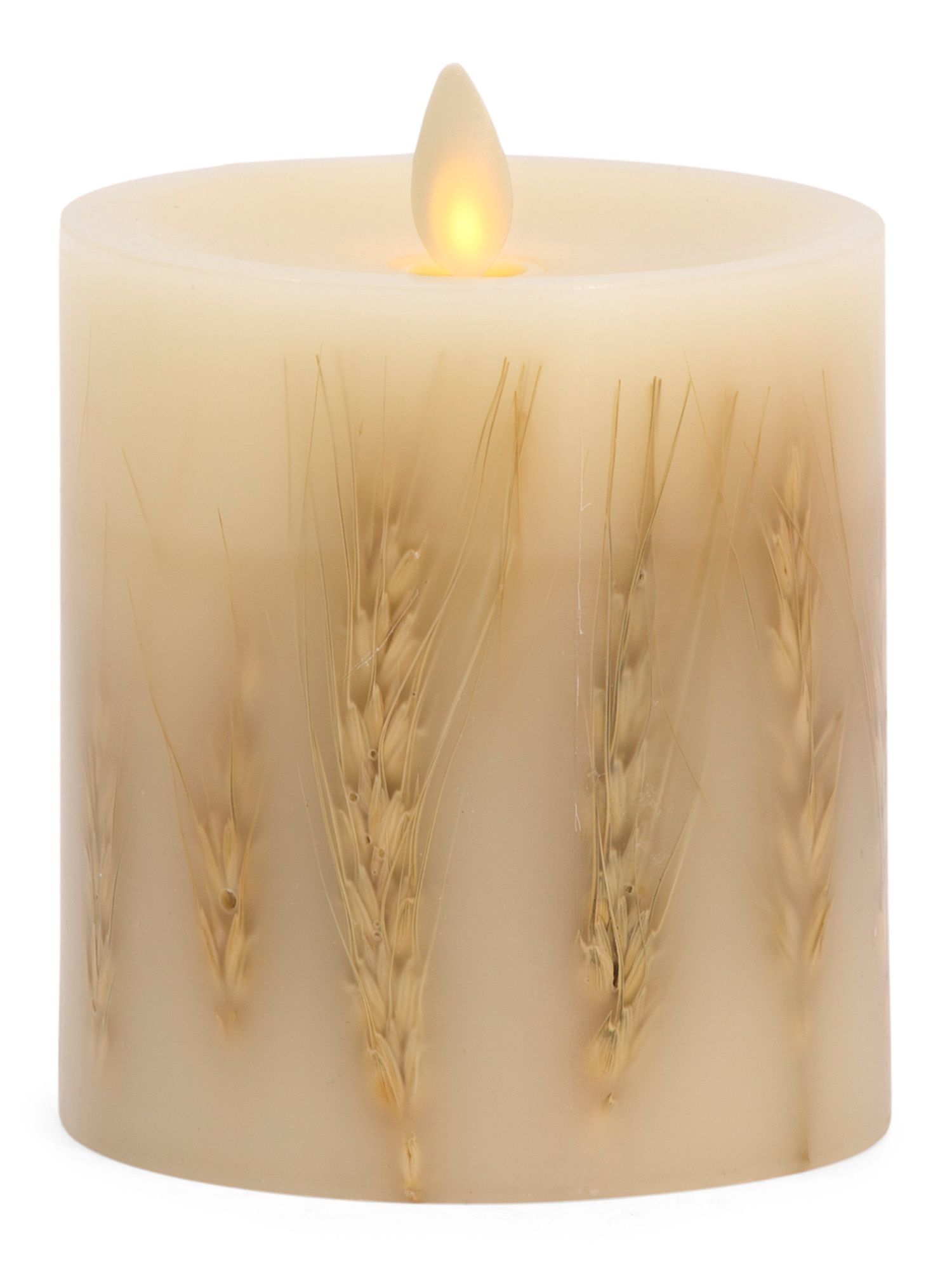 4.5in Wheat Flickering Flameless Pillar | TJ Maxx