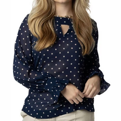 Women's Positano Polka-Dot Blouse - Coco Indigo M | Target