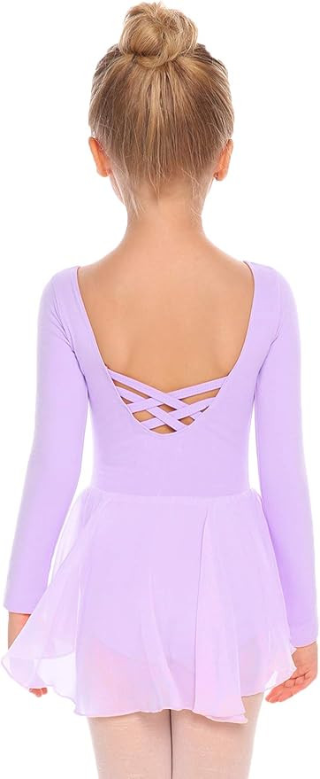 Zaclotre Girl's Classic Long Sleeve Dance Dresses Ballet Skirted Leotard | Amazon (US)