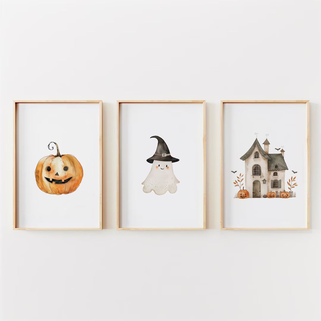 Halloween Set of 3 Printable Wall Art Kids Room Halloween Decor Classroom Halloween Prints Pumpki... | Etsy (US)