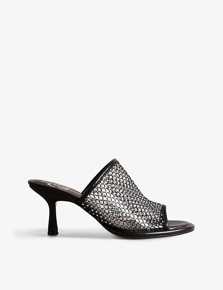 Celya crystal-embellished mesh and PVC heeled mules | Selfridges