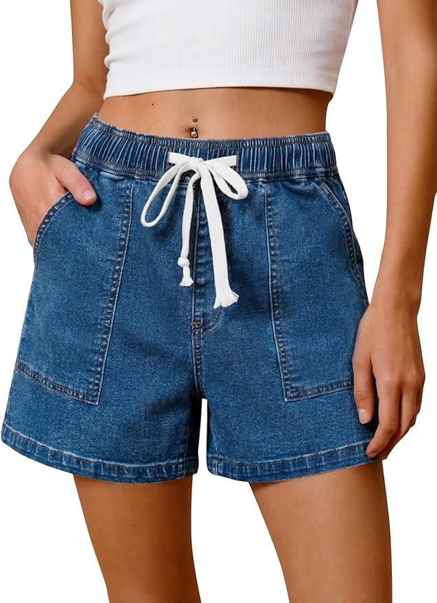 Cicy Bell Womens Baggy High Waisted Jean Shorts Summer Wide Leg Jorts Casual Drawstring Denim Sho... | Amazon (CA)