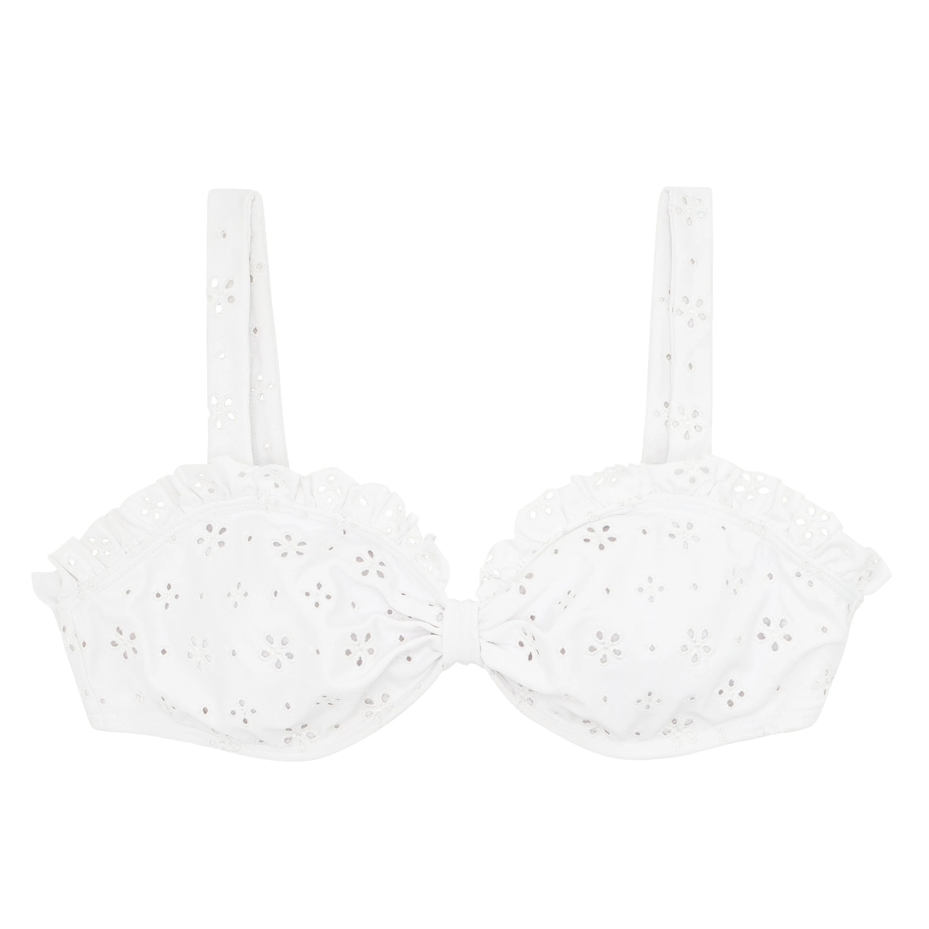 women's white eyelet tie knot bikini top | minnow