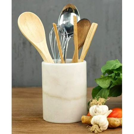 Utensil Holder Spoon Caddy Countertop White Handmade Marble kitchen Utensils set organizer - 5.5x6.5 | Walmart (US)