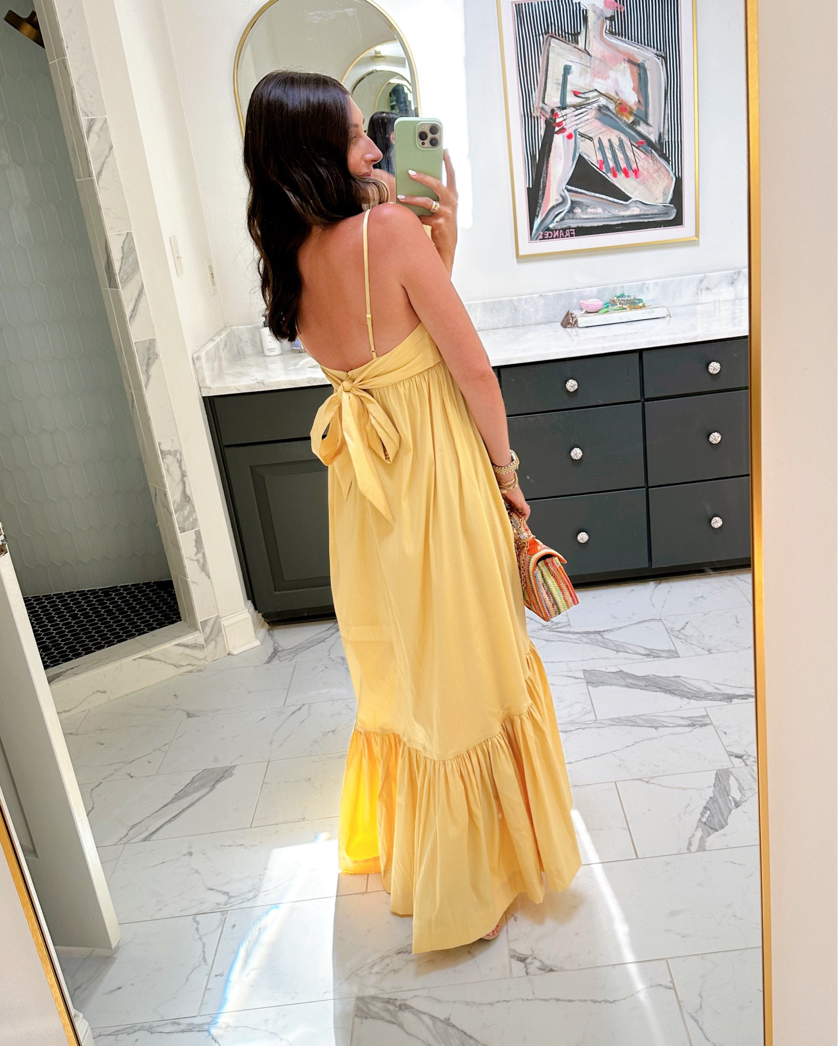 Bump friendly wedding guest dress on sale for $120! Wearing an xs regular! I’m 5’2” and probably could have done the short version  

#LTKBump #LTKWedding #LTKSaleAlert