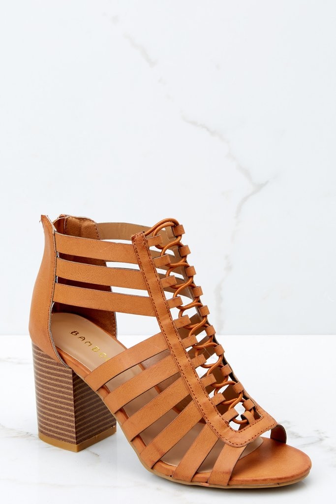 Going Until It’s Gone Tan Heels | Red Dress 