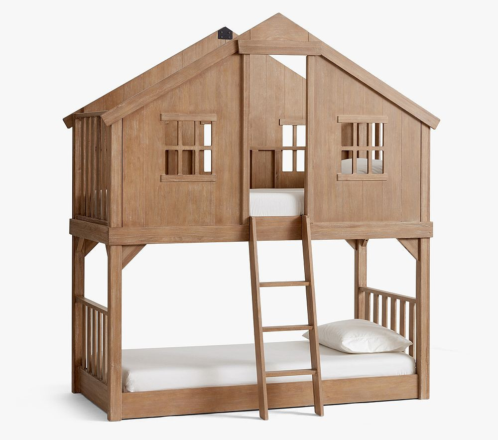 Treehouse Twin over Twin Bunk, Brushed Gray | Pottery Barn Kids