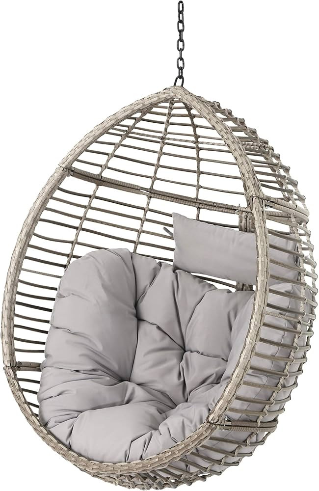 Christopher Knight Home Randolph Indoor/Outdoor Hanging Basket Chair (Stand Not Included), Gray | Amazon (US)