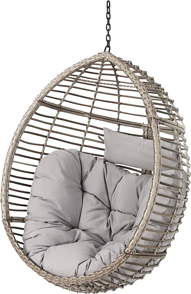 Christopher Knight Home Randolph Indoor/Outdoor Hanging Basket Chair (Stand Not Included), Gray | Amazon (US)