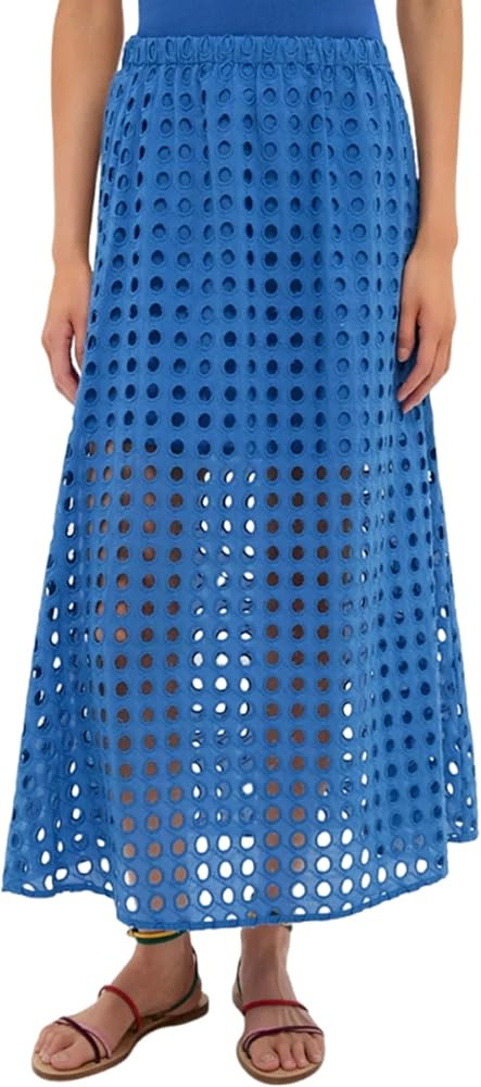 Ailoqing 2026 Summer Casual Long Skirt for Women Cotton Eyelet Beach Maxi Skirt with Underneath | Amazon (US)
