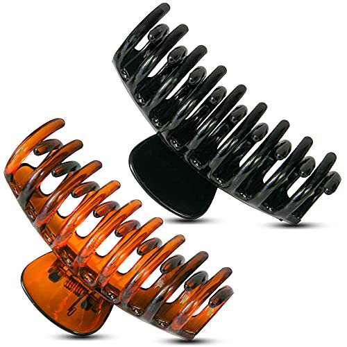 9cm Hair Clips Women Girls Hair Claw Clips Non-Slip Grip Strong Hold Brown/Black Hair Clips For Fine Hair Shiny Sectioning Styling Clips 2PCS Claws Set | Amazon (UK)