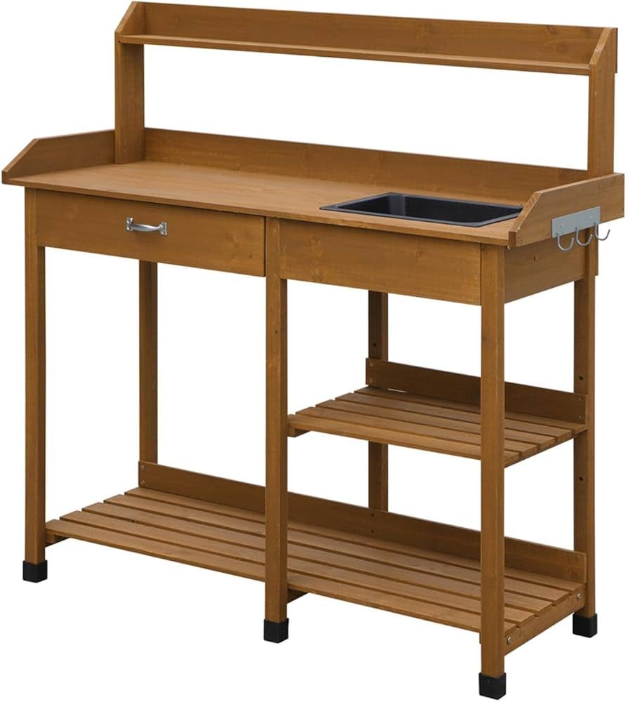 Convenience Concepts Deluxe Potting Bench, Light Oak | Amazon (US)