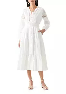 Philosophy Women's Cotton V-Neck Button Front Tiered Dress | Belk