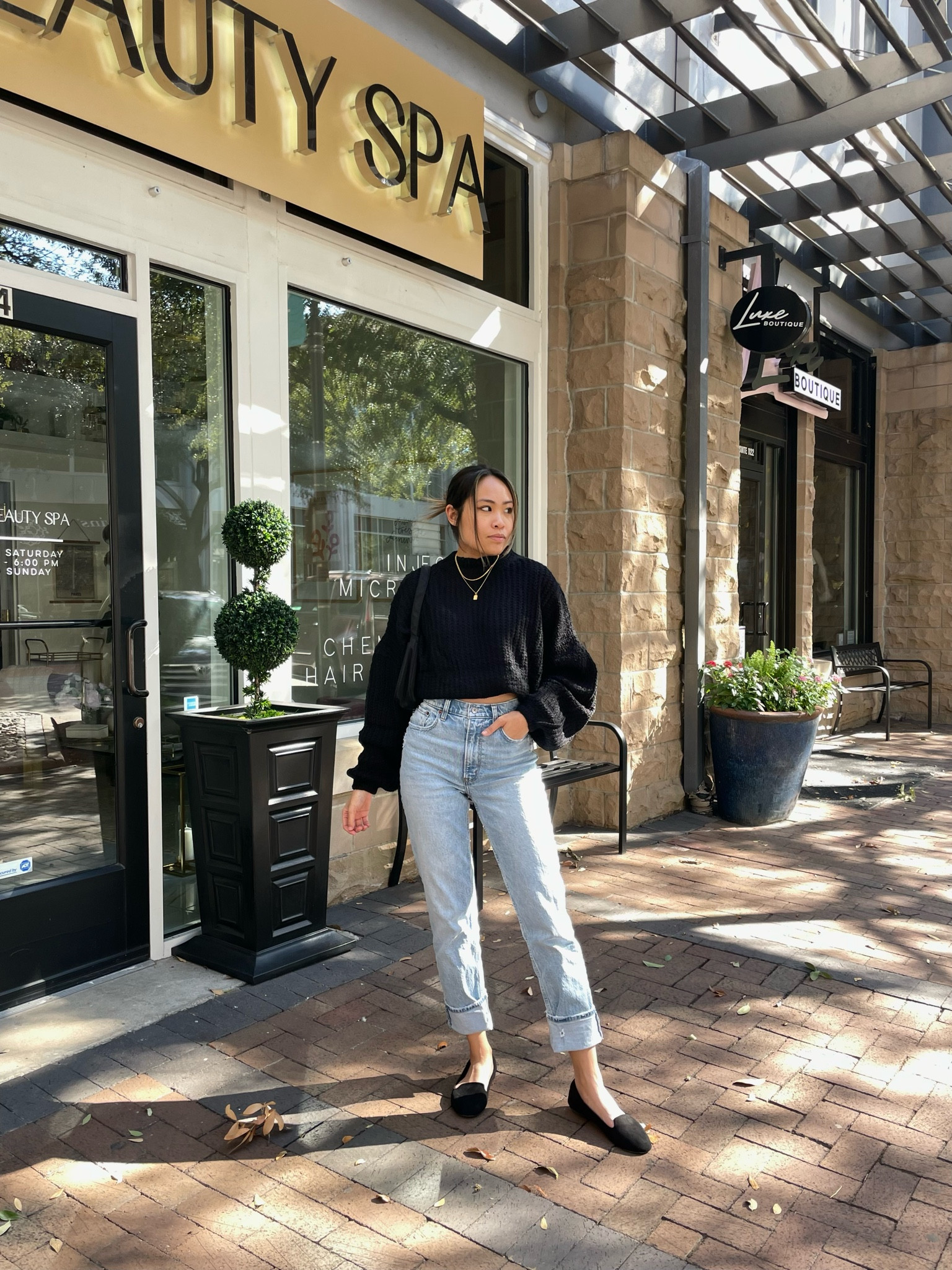 Fall casual outfit, oversized sweater, black sweater, straight jeans, Abercrombie jeans, black mules, black flats, gold necklace

#LTKSeasonal #LTKsalealert #LTKstyletip
