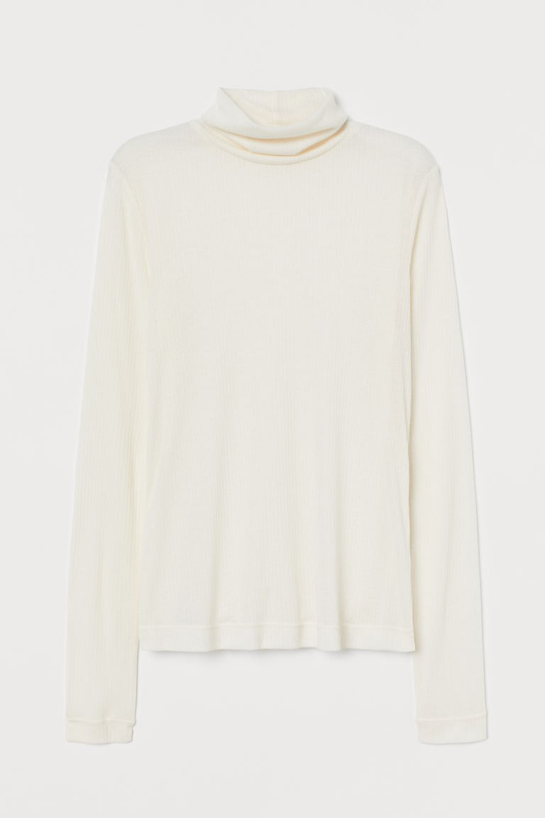 H & M - Jersey Turtleneck Top - White | H&M (US + CA)
