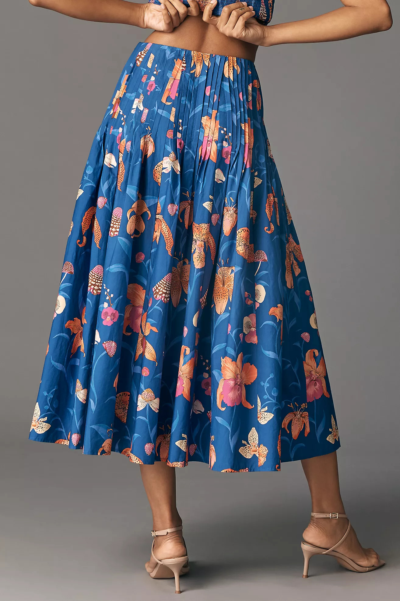 Farm Rio Pintuck Cotton Midi Skirt | Anthropologie (US)