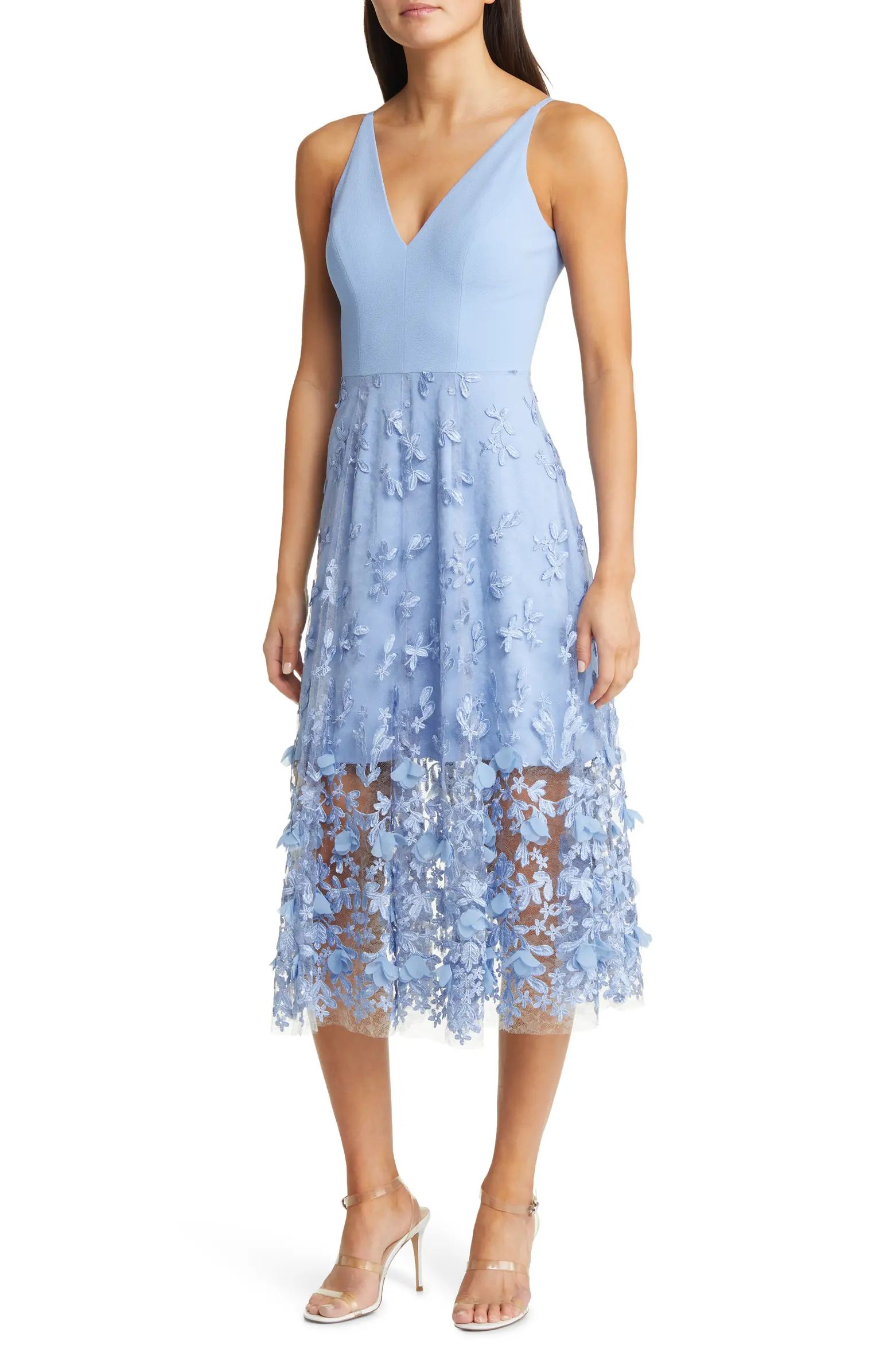 Darleen V-Neck Embroidered Mesh Cocktail Dress | Nordstrom