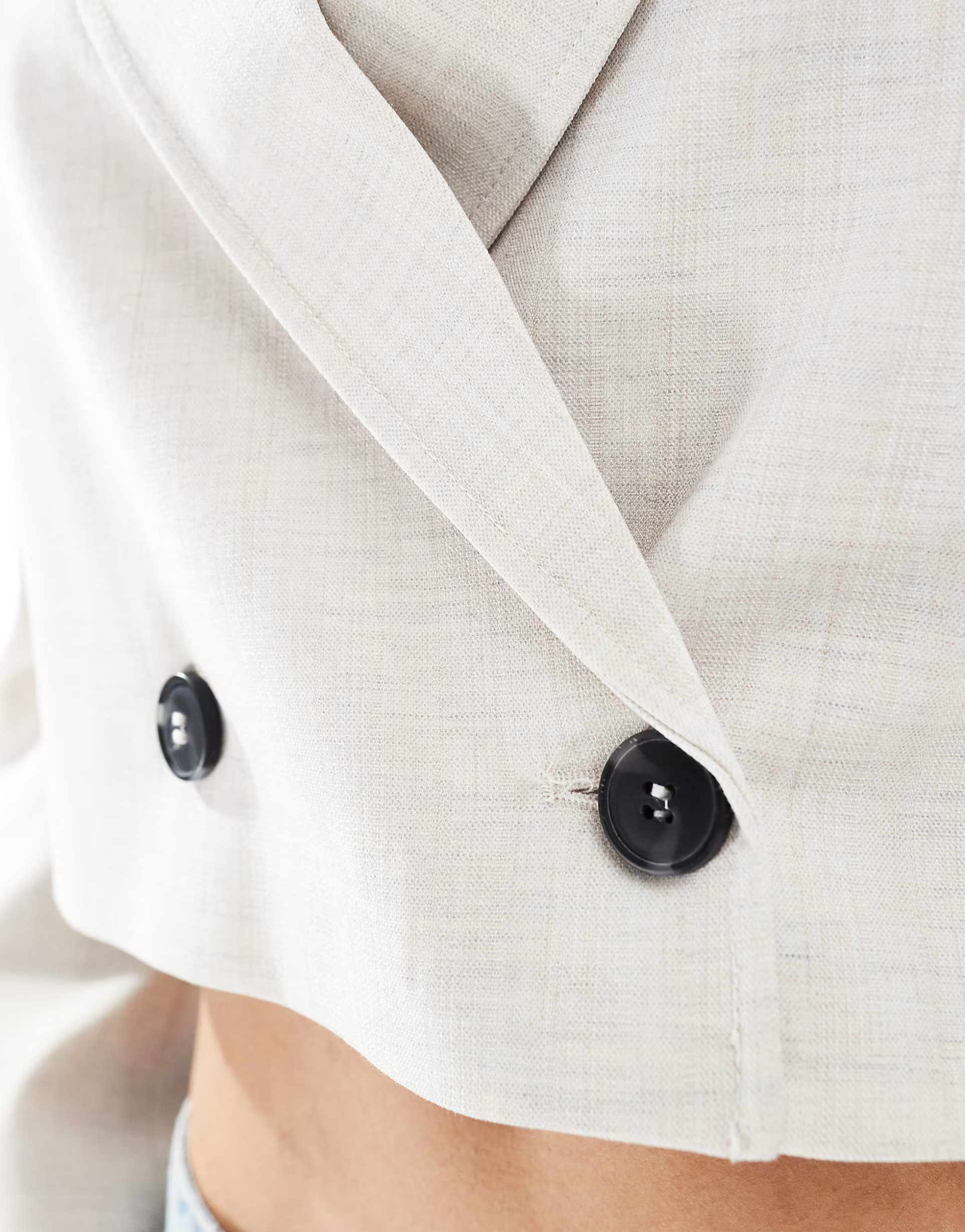 Bershka double button cropped blazer in ecru | ASOS (Global)