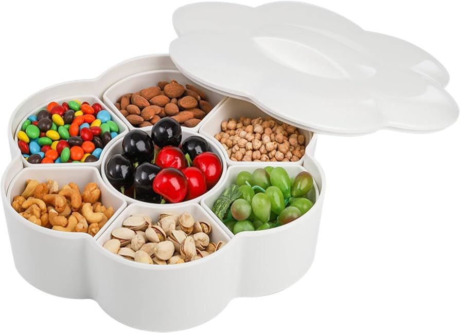 ZOOFOX Divided Serving Dish with Lid, Melamine Appetizer Tray with 7 Removable Compartment, Snack... | Amazon (US)