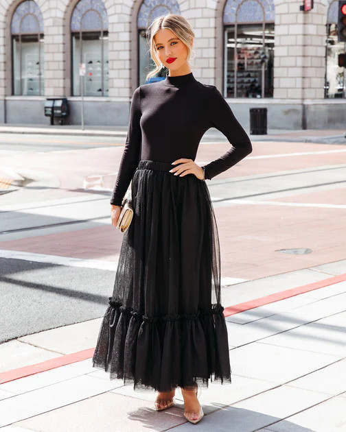 Truthfully Mine Tulle Maxi Skirt - Black - FINAL SALE | VICI