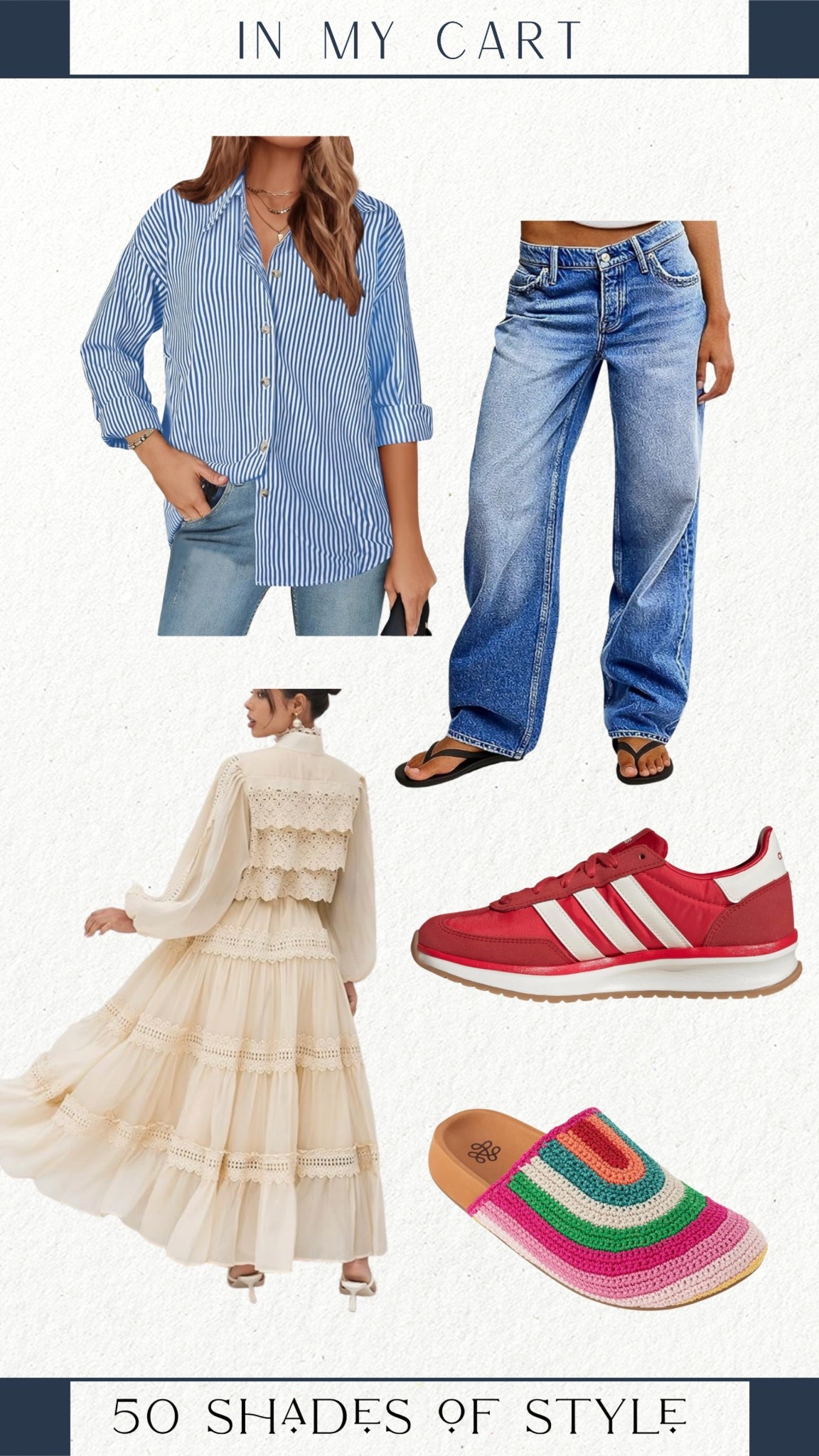 striped button down, straight leg denim, tulle dress, red sneakers, rainbow clogs, spring outfit 

#LTKOver40 #LTKootd #LTKSeasonal