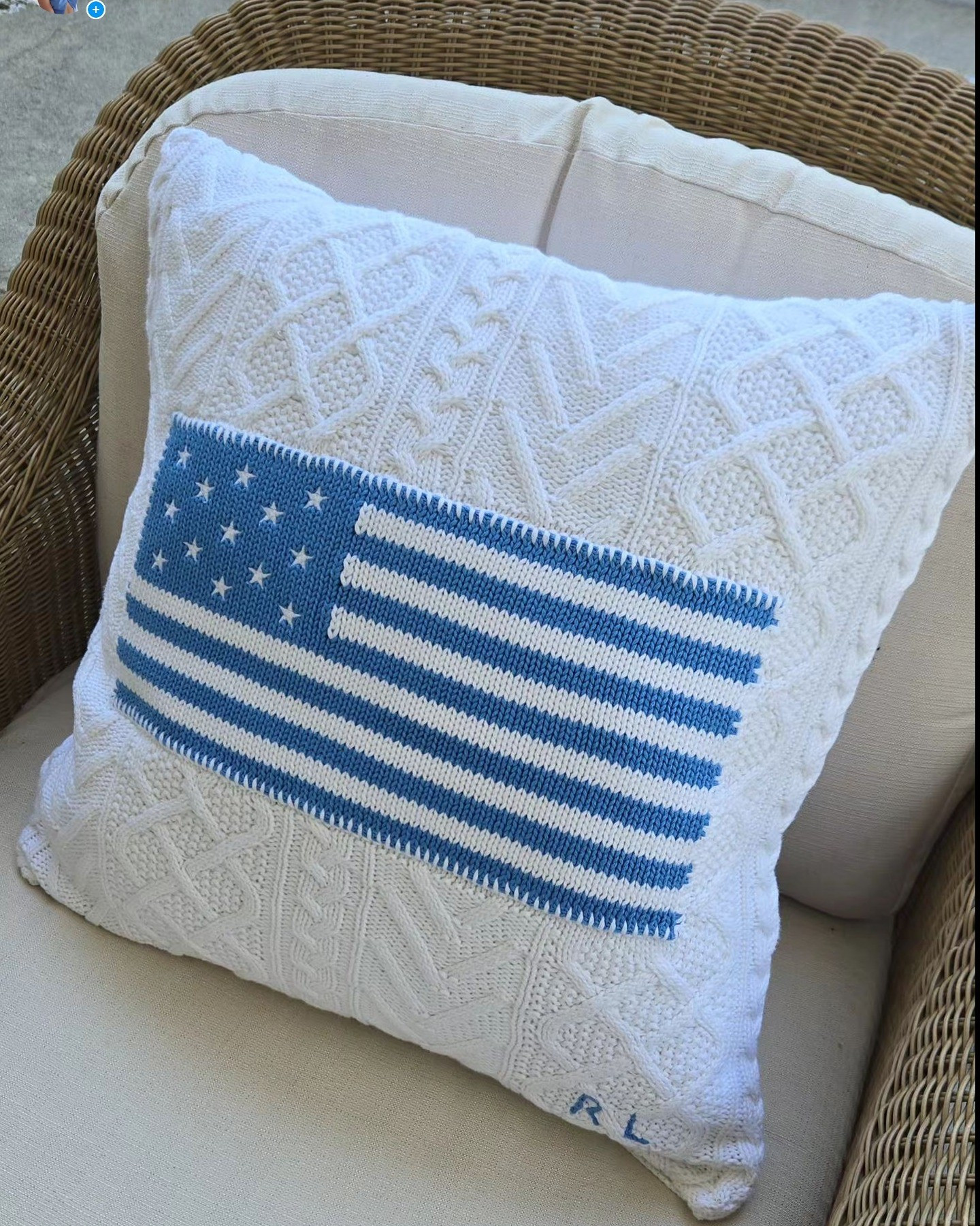 This Ralph Lauren pillow retails for over $250 but I found some on eBay for a lot less, Memorial day, 4th of july, American flag, blue, white, cable knit, indoor, outdoor, Designer Deals, coastal, french.

#LTKhome #LTKfindsunder100 #LTKstyletip