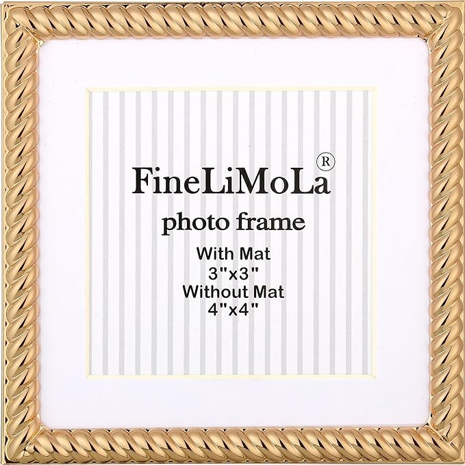 4x4 Gold Rope Design Metal Picture Frame With Mat for 3x3'', Premium Velvet Backing Real Glass Fr... | Amazon (US)