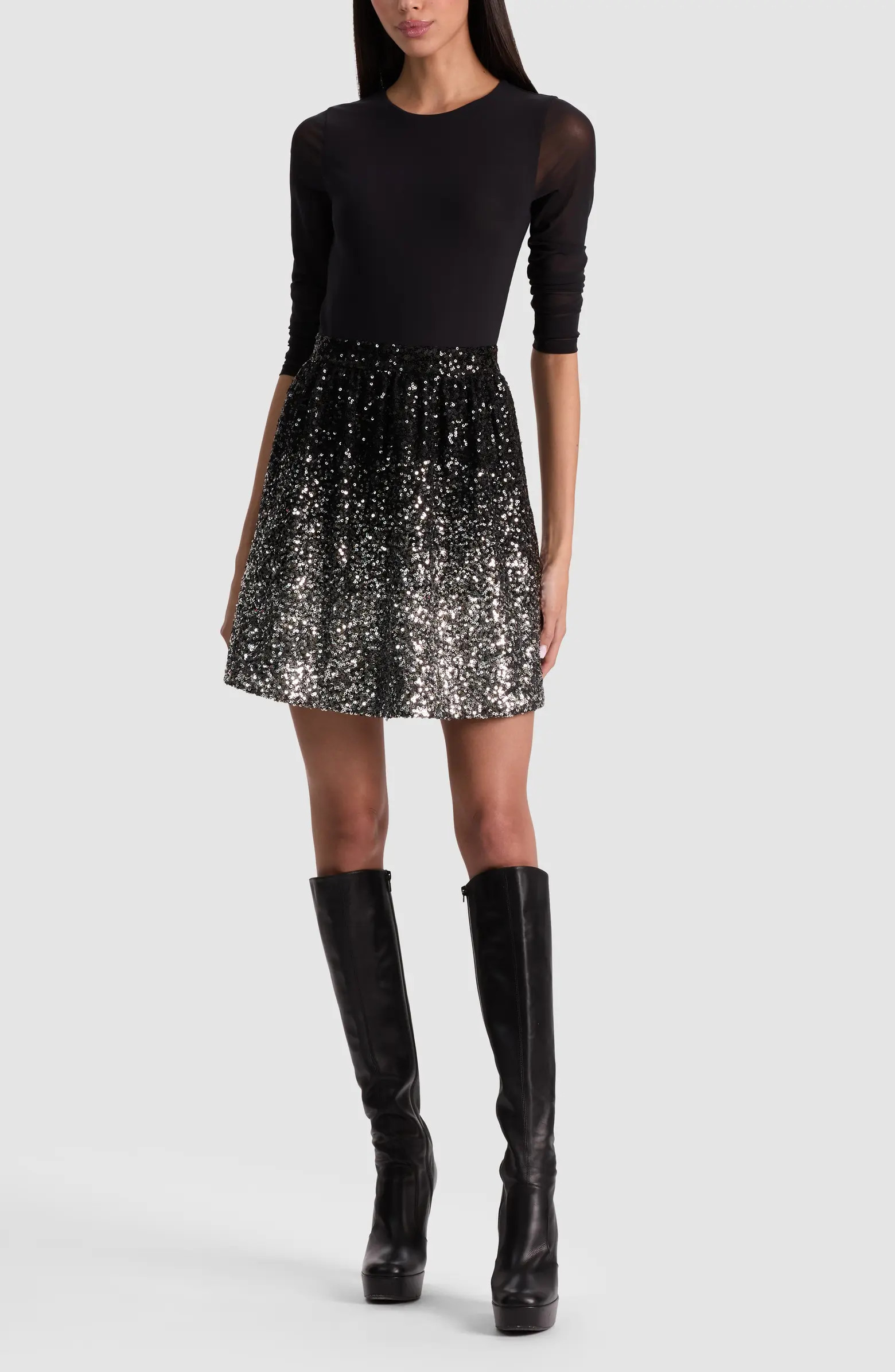 Chara Long Sleeve Sequin Skirt Party Dress | Nordstrom